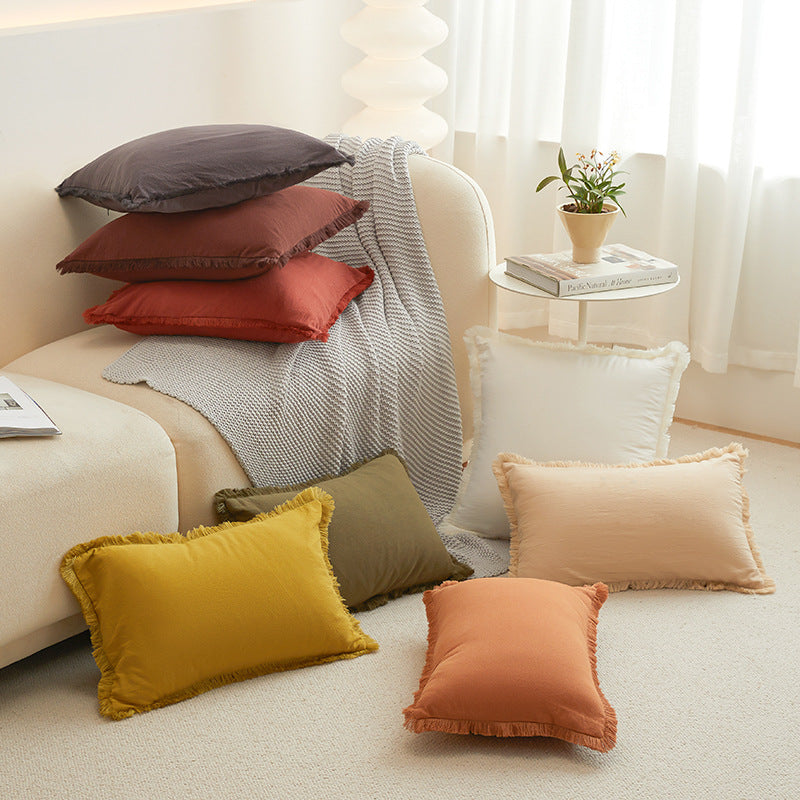 Velory Fringed Cotton Pillow Cover additional product photo